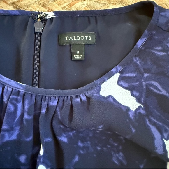 Talbots Size 8 Blue & White Floral Fit & Flare Dress - Picture 3 of 8